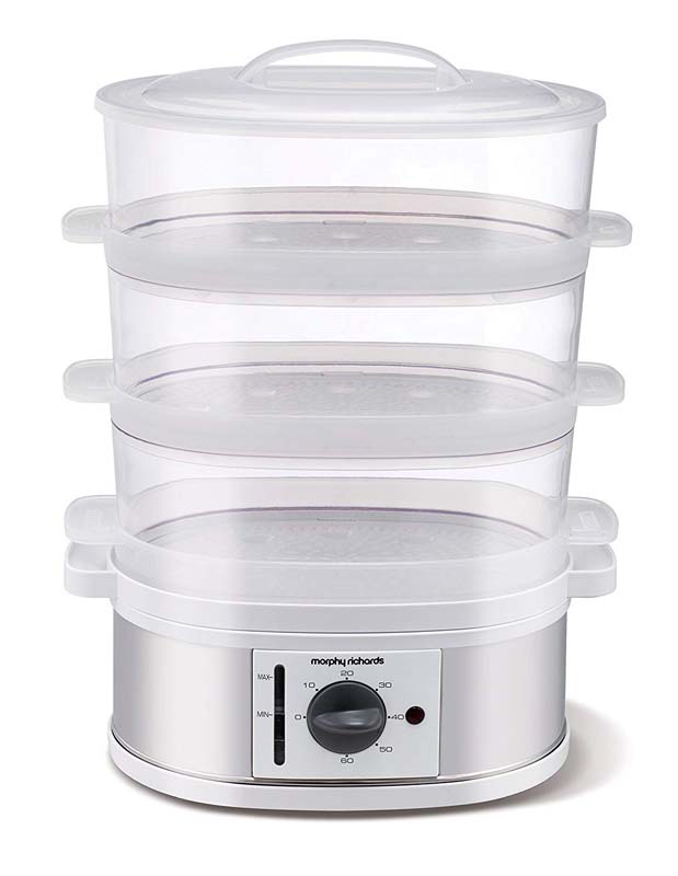 MORPHY RICHARDS WHITE 3 TIER STEAMER 750W