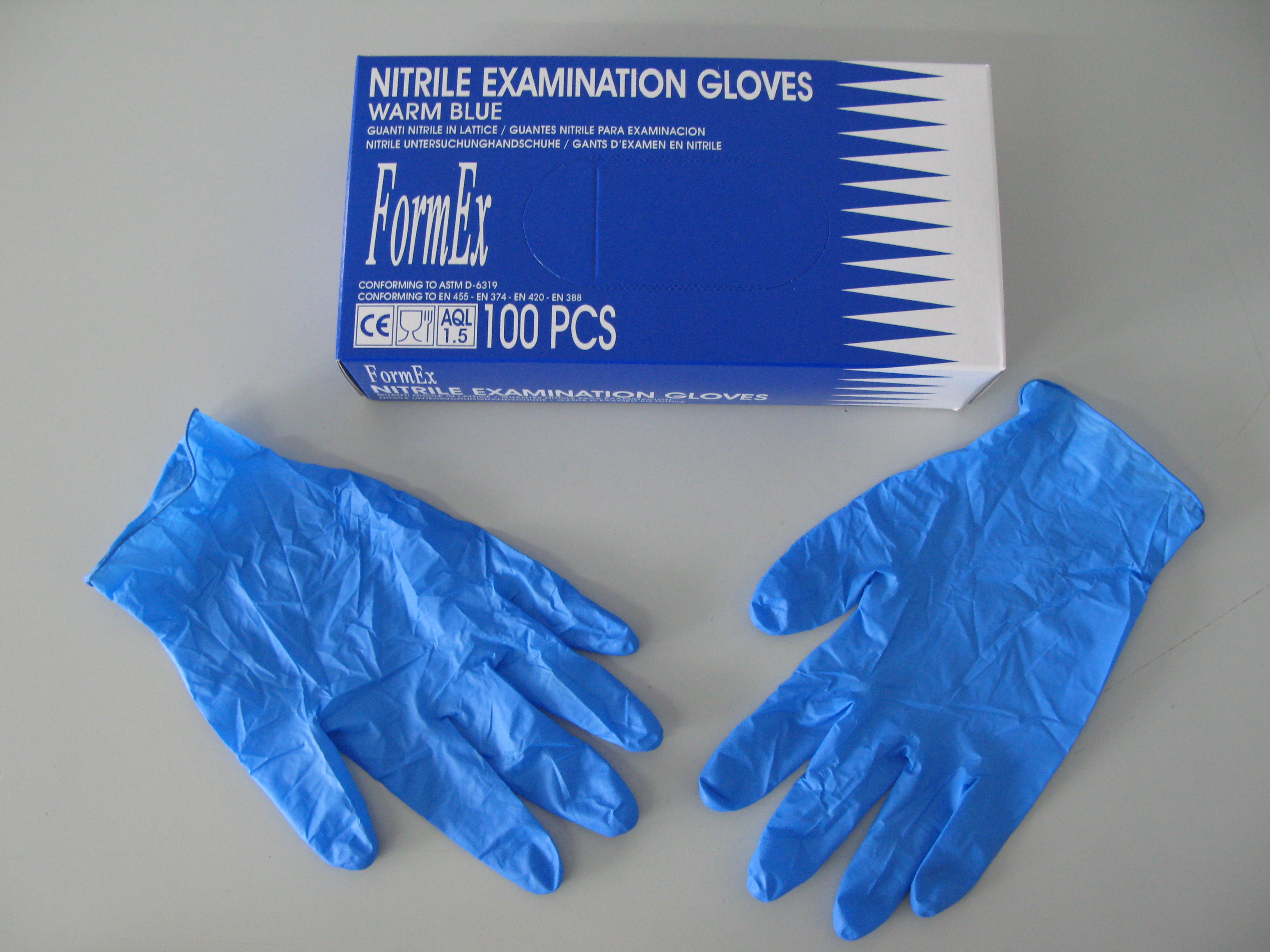 FORMEX BLUE NITRILE GLOVES MEDIUM/100PC