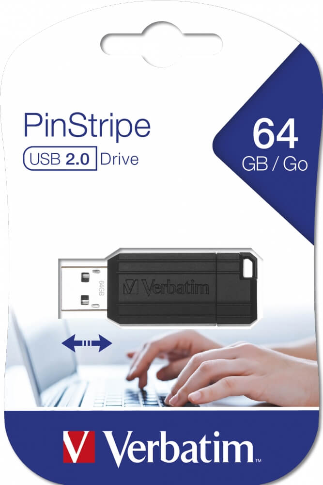 VERBATIM 64GB PINSTRIPE USB DRIVE BLACK