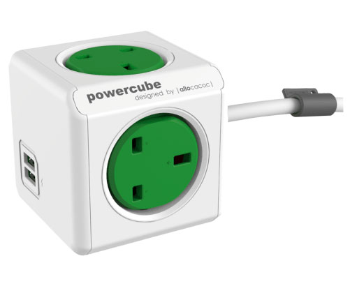 POWERCUBE EXTENDED 2XUSB 5X ΠΟΛΥΠΡΙΖΟ GREEN