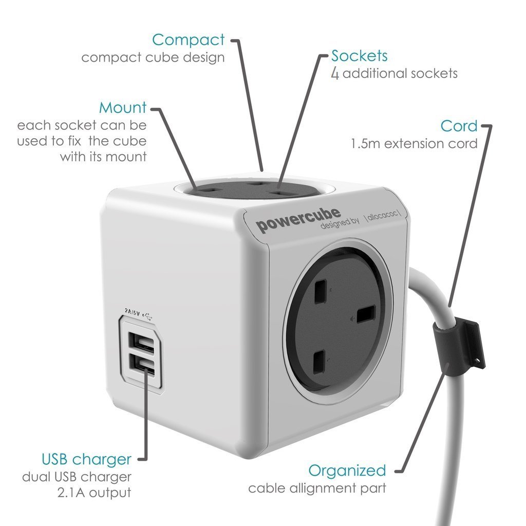 POWERCUBE EXTENDED 2XUSB 5X ΠΟΛΥΠΡΙΖΟ GREEN