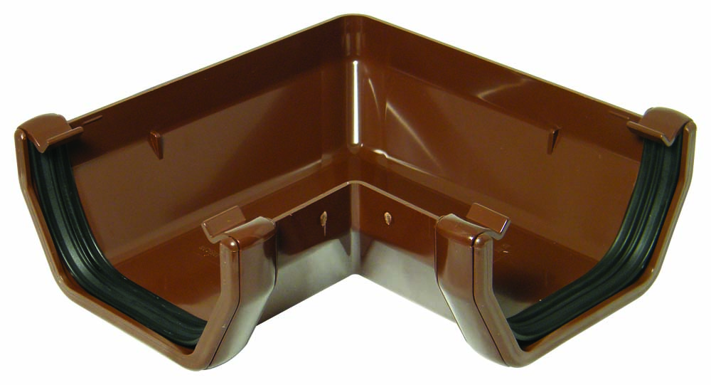 FLOPLAST 114MM SQUARE GUTTER 90° ANGLE-BROWN