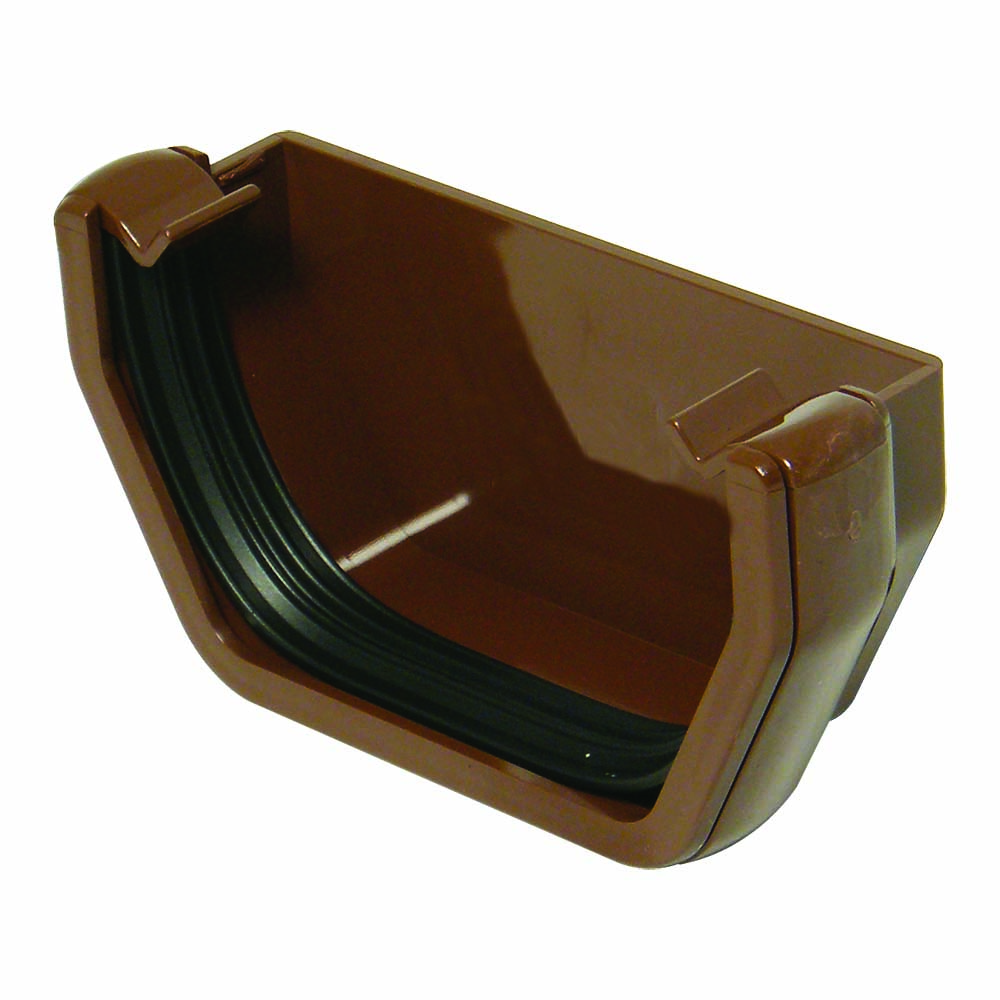 FLOPLAST 114MM SQUARE LINE GUTTER EXTERNAL STOPEND-BROWN