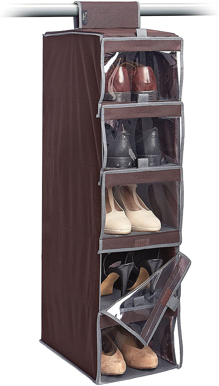 DOMOPAK HANGING SHOE ORGANIZER WITH 5 COMPARTMENTS BROWN 33Χ33Χ103CM 