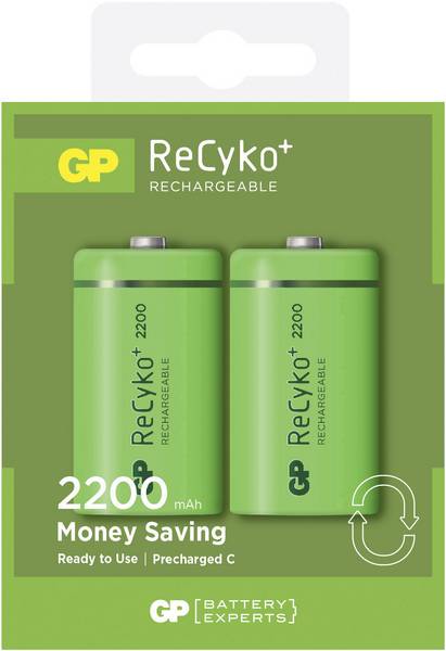 GP BATTERIES RECYKO+ C BATTERY (RECHARGEABLE) NIMH 2200 MAH 1.2 V 2 PC(S)