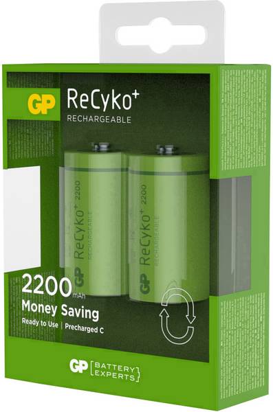 GP BATTERIES RECYKO+ C BATTERY (RECHARGEABLE) NIMH 2200 MAH 1.2 V 2 PC(S)