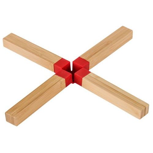 WENKO TRIVET CROSS BAMBOO RED 25.5X25.5X4.5CM