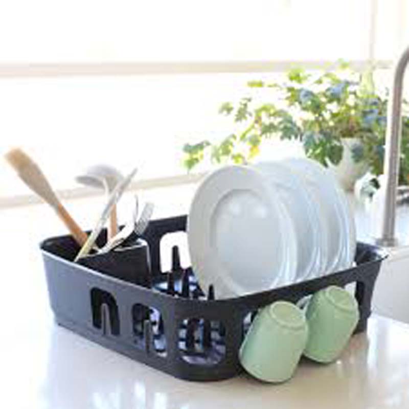 CURVER ESSENTIALS DISH DRAINER SQUARE PLASTIC DARK GREY 39.1X39.1X10.9CM