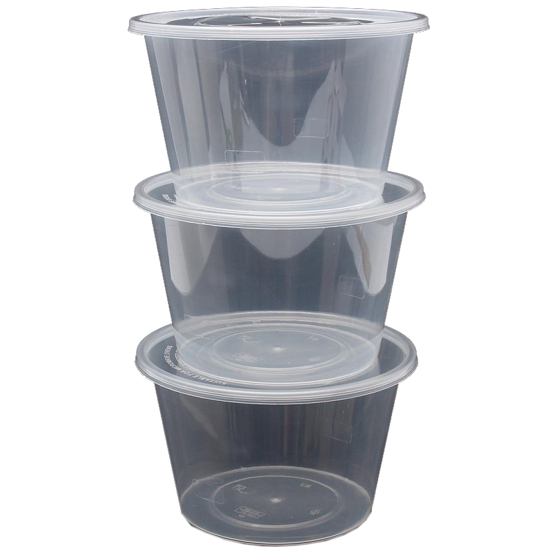 FRIGO ROUND CLEAR PLASTIC CONTAINER 600CC & LID X6PCS