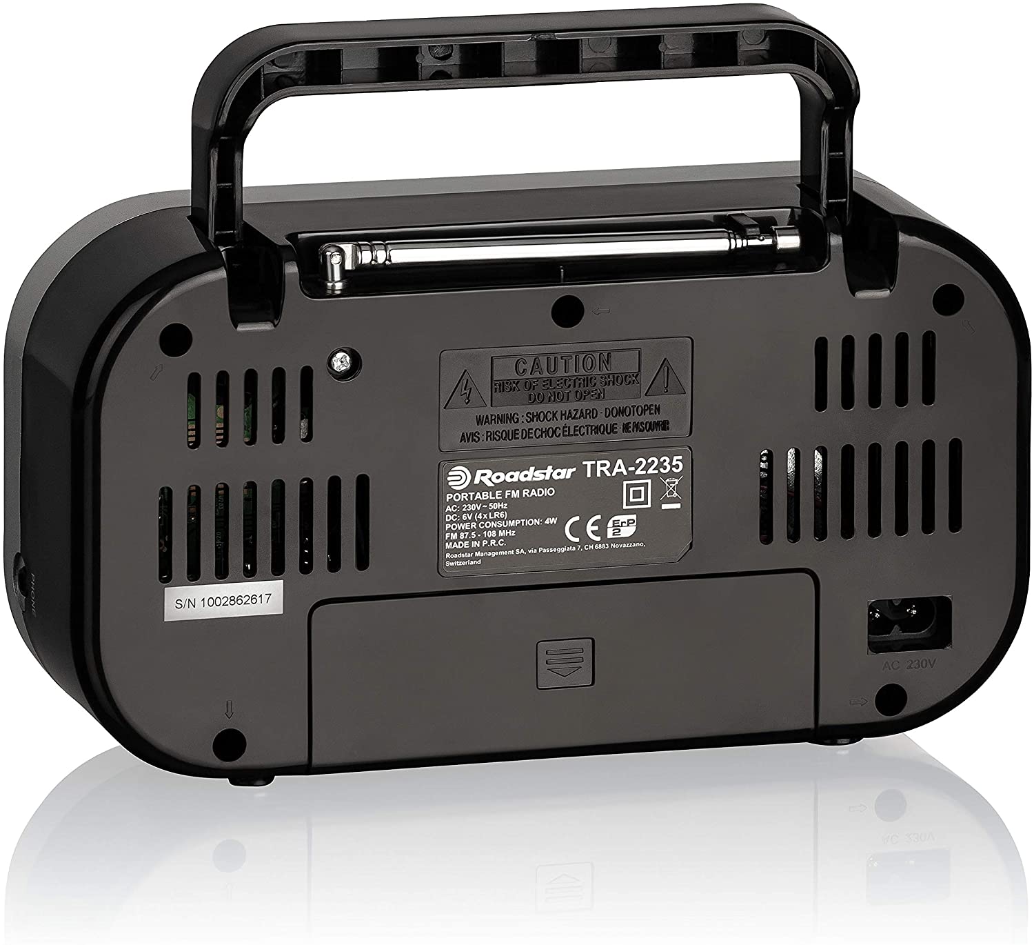 ROADSTAR TRA-2235/BK PORTABLE FM RADIO