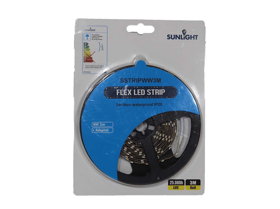 SUNLIGHT LED 4.8W/M FLEXIBLE STRIP 3-METER SET 3000K 