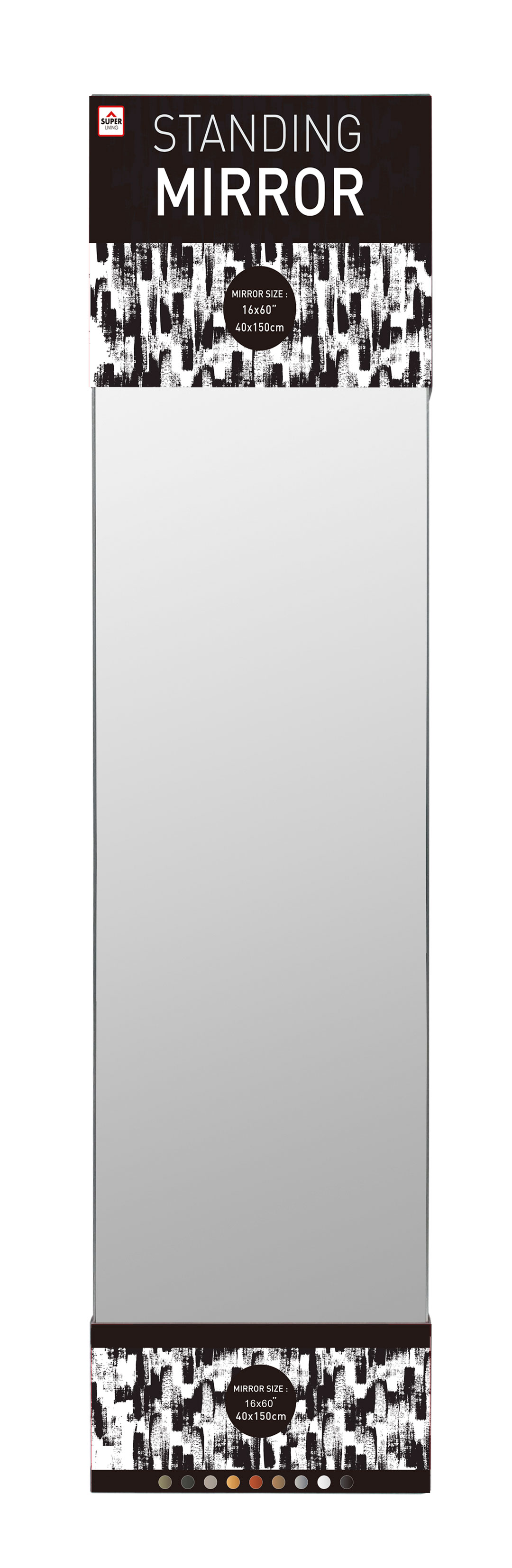 SUPERLIVING FULL BODY MIRROR WITH STAND 40X150CM SILVER