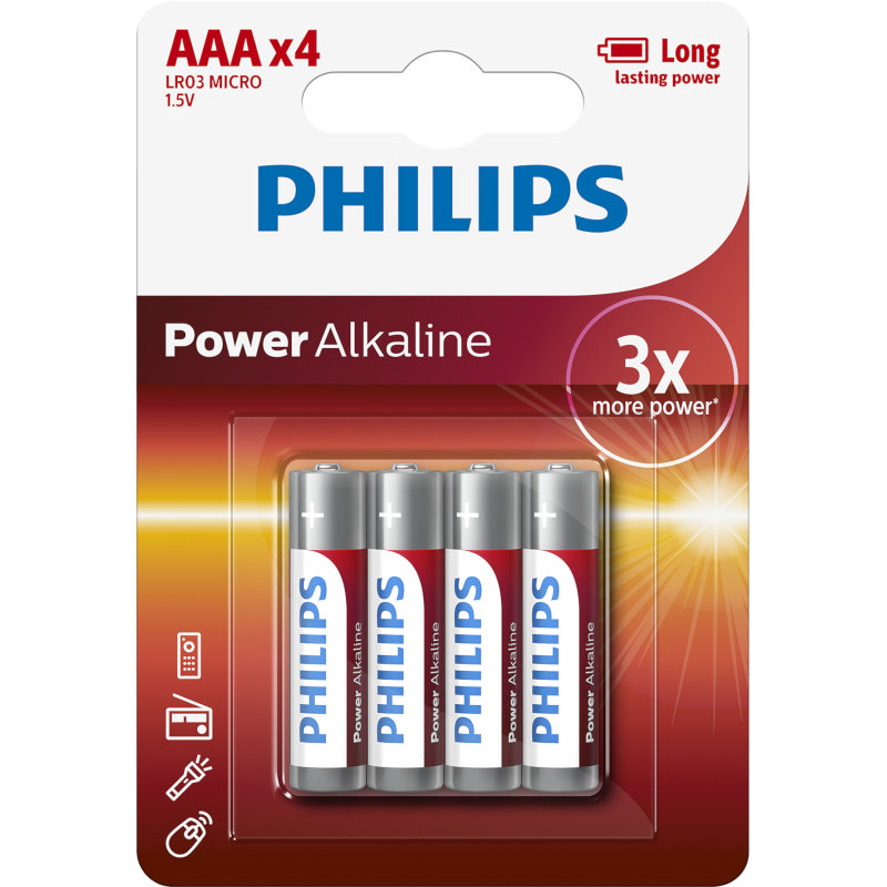 PHILIPS ALKALINE BATTERIES AAA 4PCS