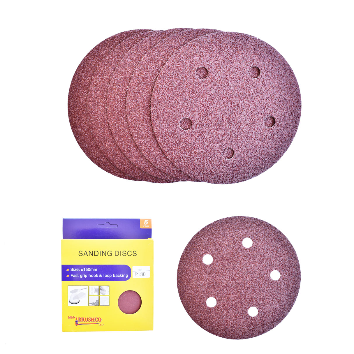 ABRASIVE DISC WITH HOLES #100 5PCS 125MM