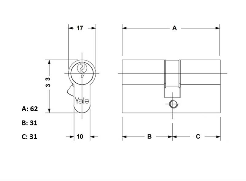 CYLINDER 210 62 31-31 BRASS YL