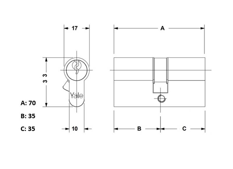 ΚΥΛΙΝΔΡΟΣ 210 35-35 70MM BRASS YALE