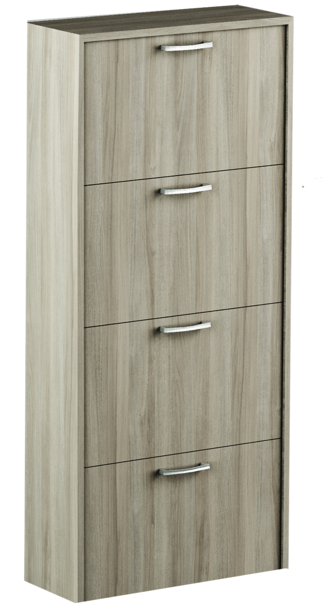 SHOE CABINET 4 DOORS 139CM X 59CM X 25CM BLONDE