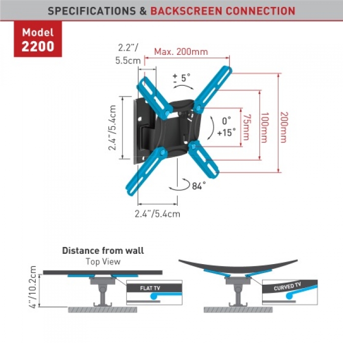 BARKAN FIXED TV BRACKET UP TO 39''