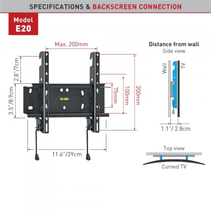 BARKAN FIXED TV BRACKET UP TO 37''