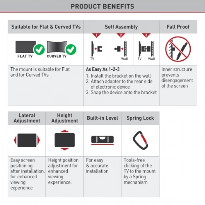 BARKAN FIXED TV BRACKET UP TO 37''