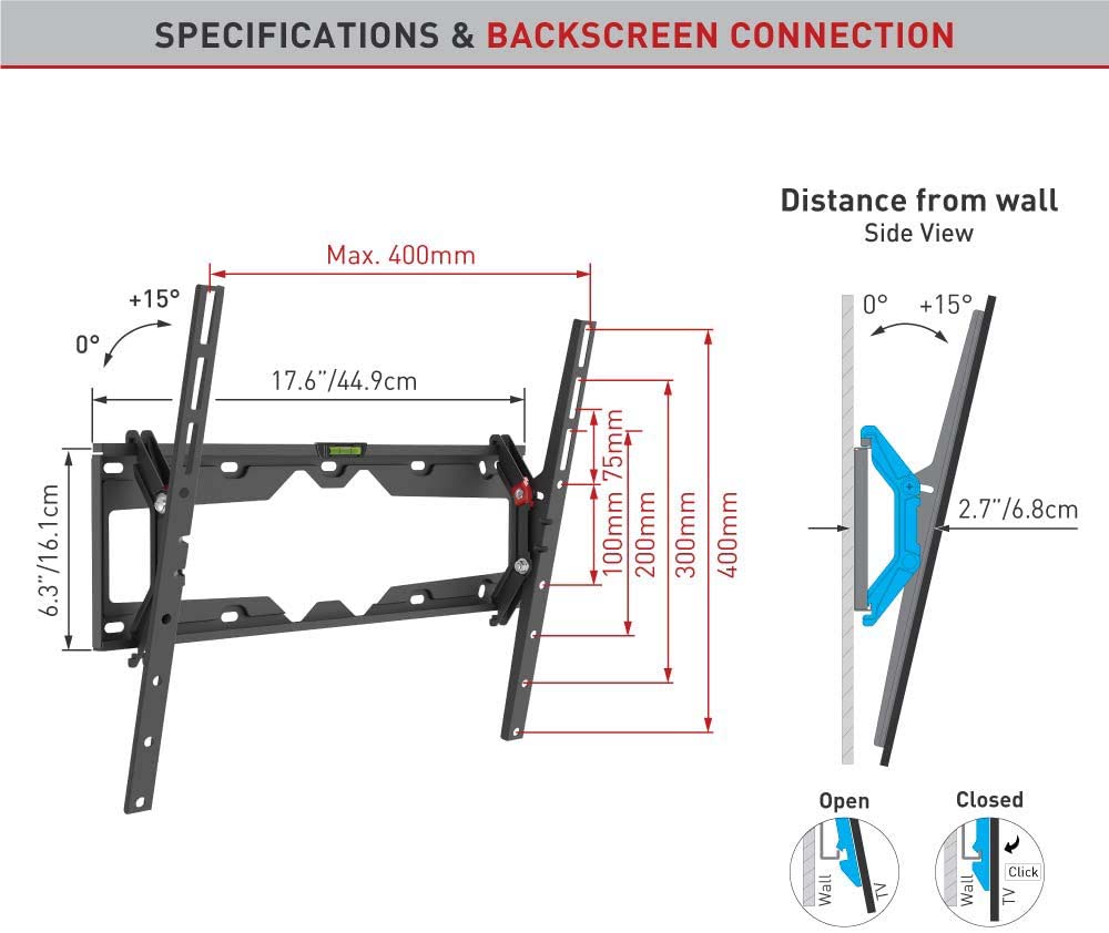 BARKAN TILTED TV BRACKET UP TO 56''