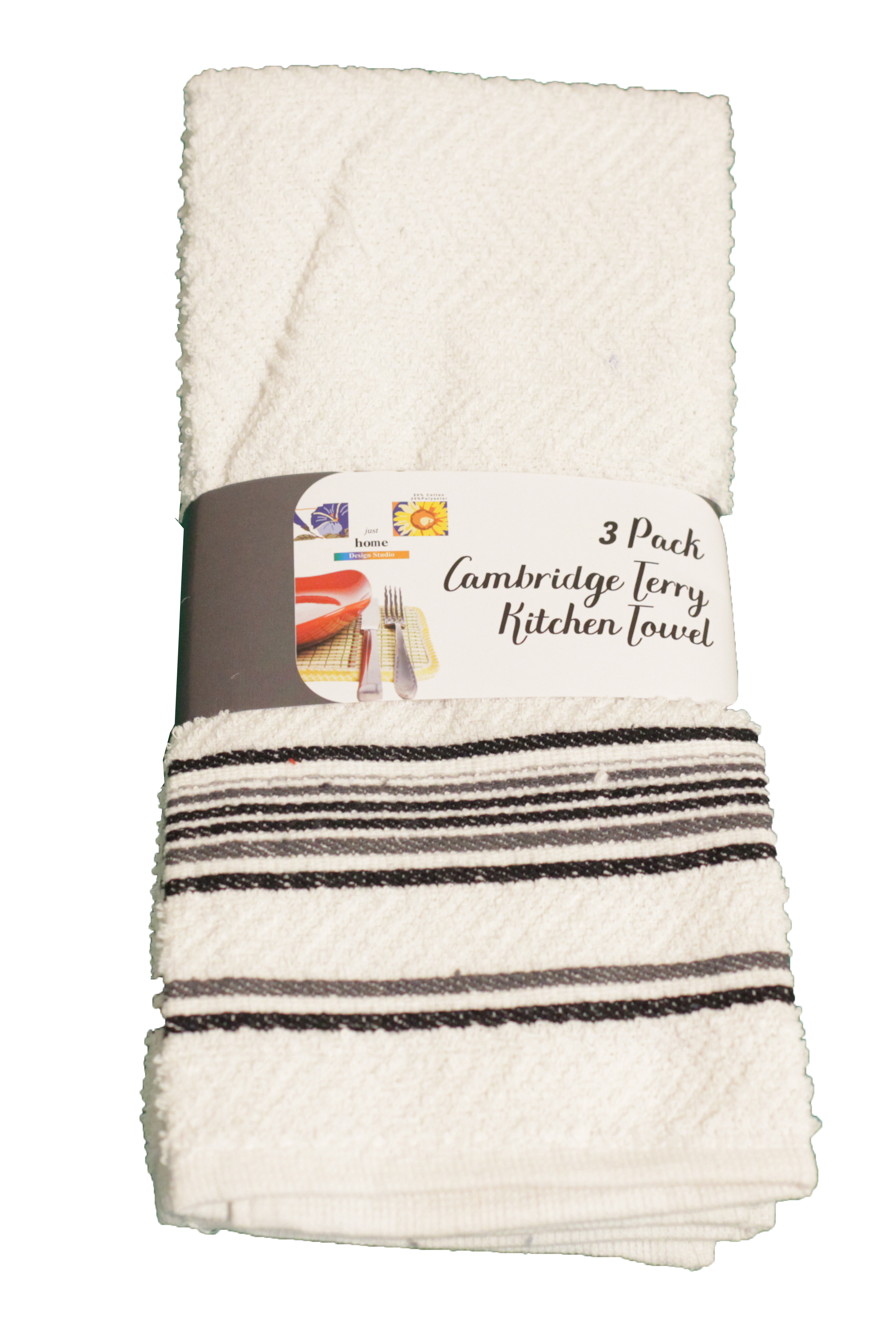 KITCHEN TOWEL CAMBRIDGE TERRY 3PCS 3 ASSORTED COLORS