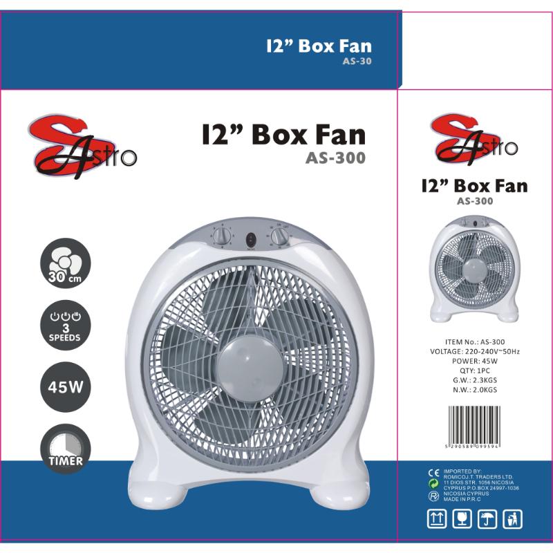 SASTRO PLASTIC BOX FAN 12'' AS-300