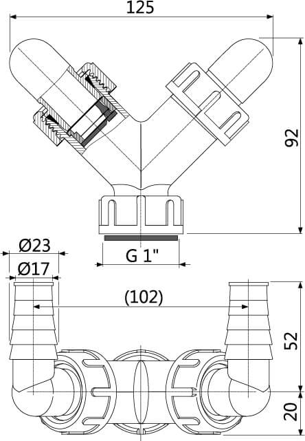 WASHING MACHINE DOUBLE CONNECTORS G1 /17-23MM