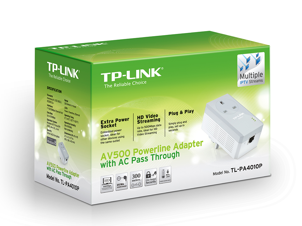 TP-LINK TL-PA4010P 600MBPS POWERLINE ETHERNET ADAPTER