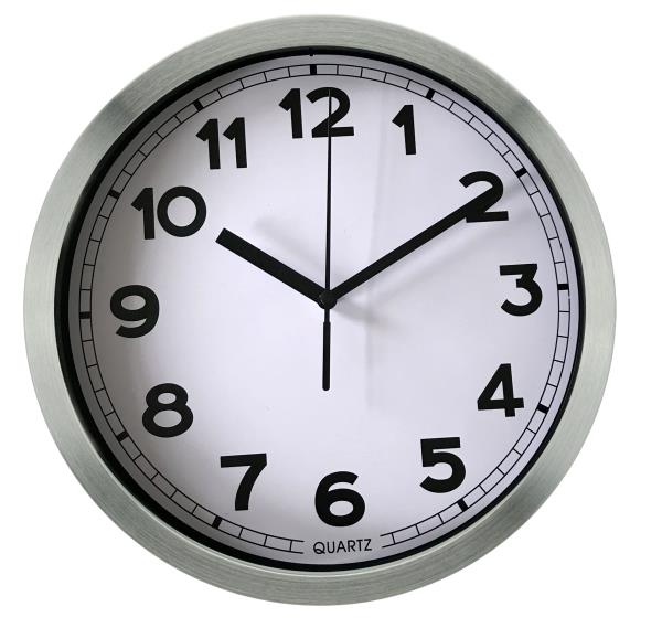 ALUMINIUM CLOCK 25CM SILVER