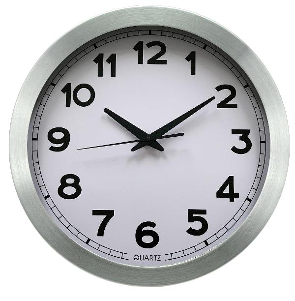 ALUMINIUM CLOCK 35CM SILVER