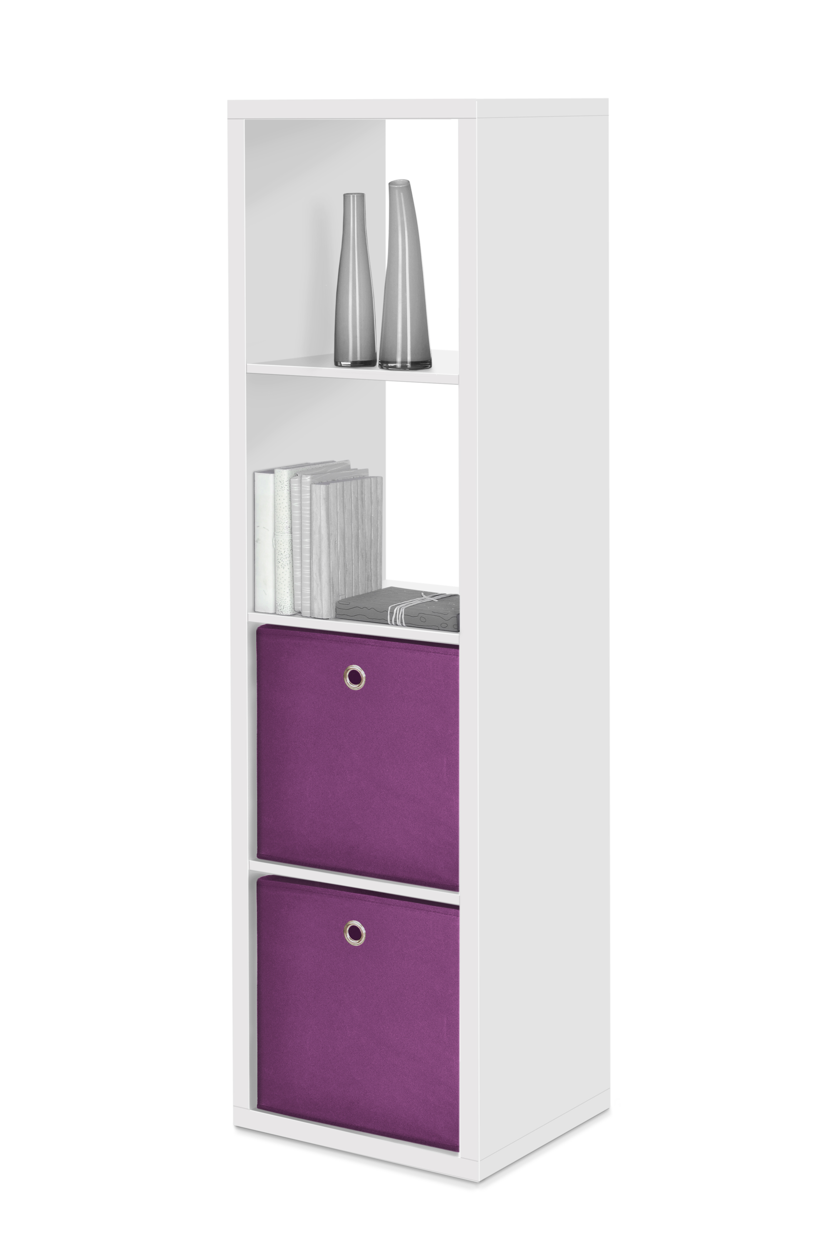 MAX4 SHELF UNIT COLUMN WITH 4 CUBES WHITE 38X141X33CM