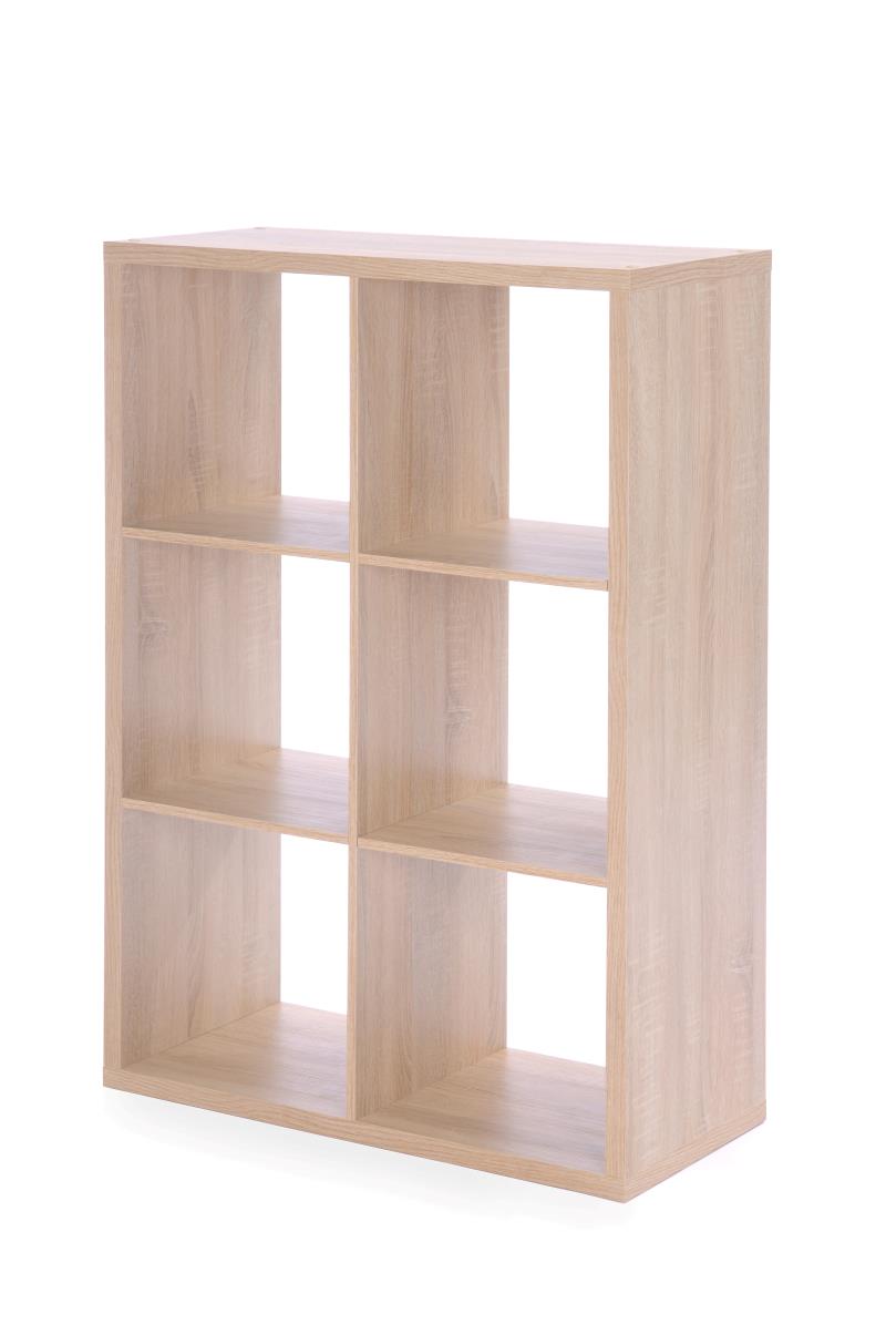 MAX6 SHELF UNIT WITH 6 CUBES OAK 73X107X33CM