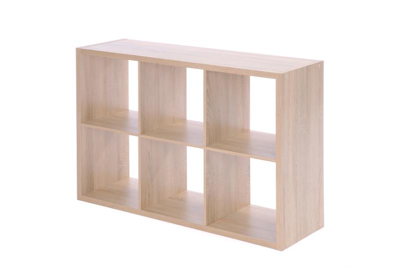 MAX6 SHELF UNIT WITH 6 CUBES OAK 73X107X33CM