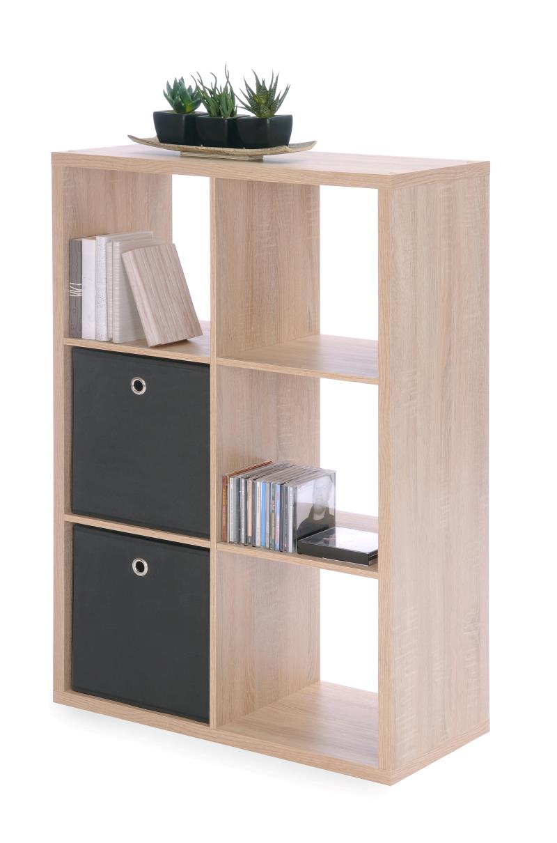 MAX6 SHELF UNIT WITH 6 CUBES OAK 73X107X33CM