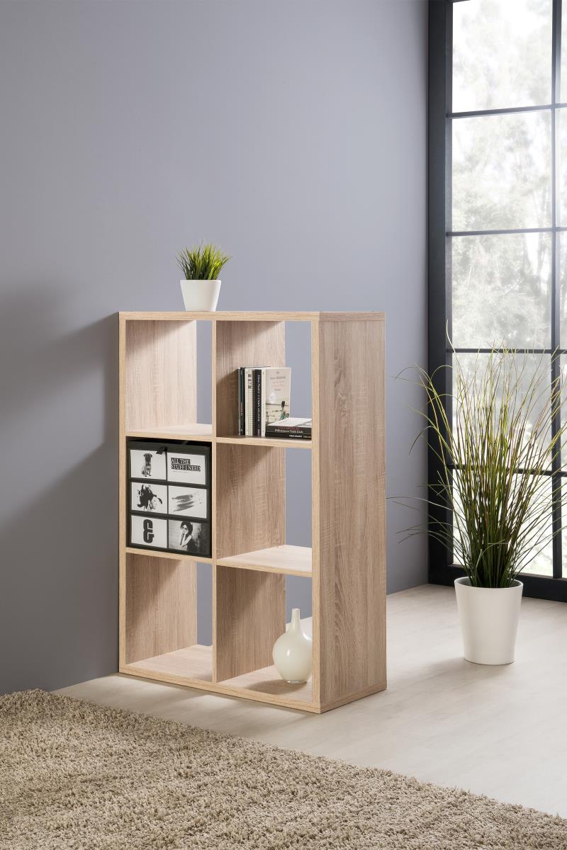 MAX6 SHELF UNIT WITH 6 CUBES OAK 73X107X33CM