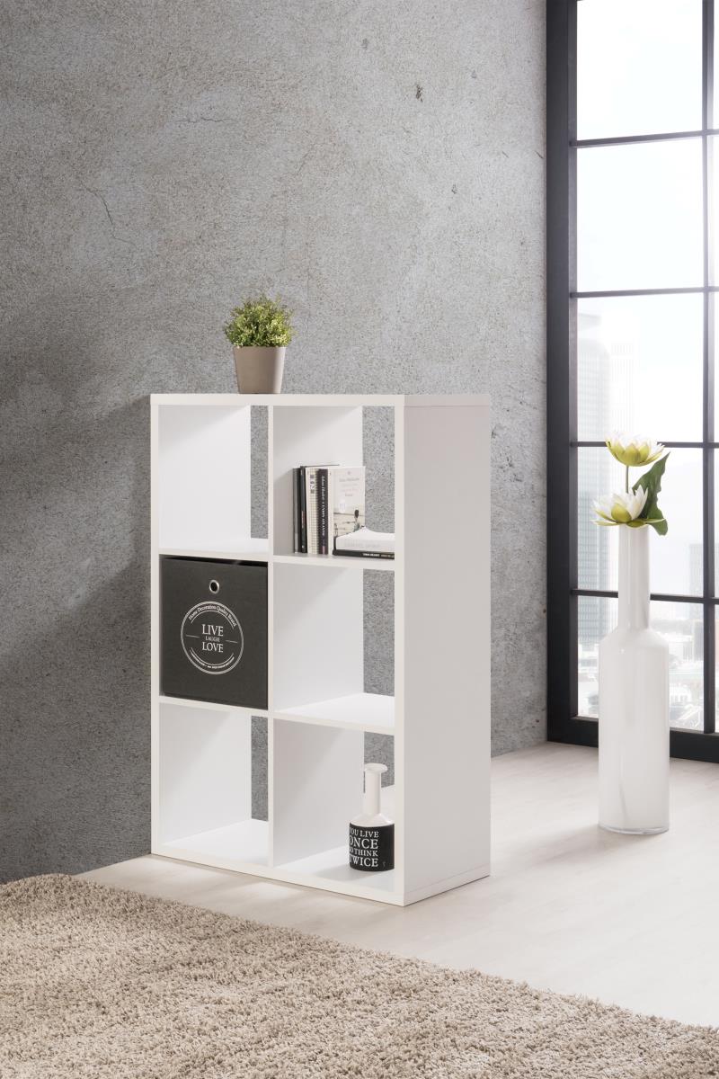 MAX6 SHELF UNIT WITH 6 CUBES WHITE 73X107X33CM