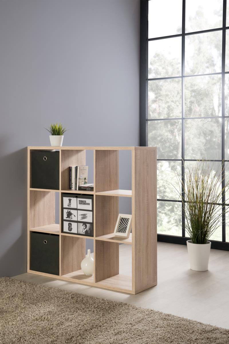 MAX9 SHELF UNIT WITH 9 CUBES OAK 107X107X33CM