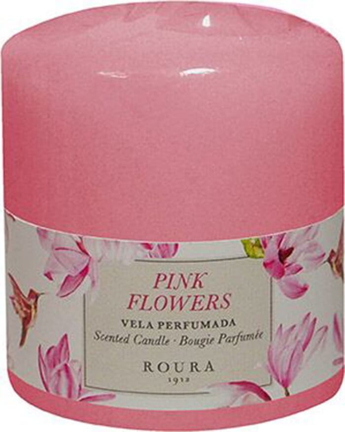 ROURA SCENTED PILLAR CANDLE PINK FLOWERS