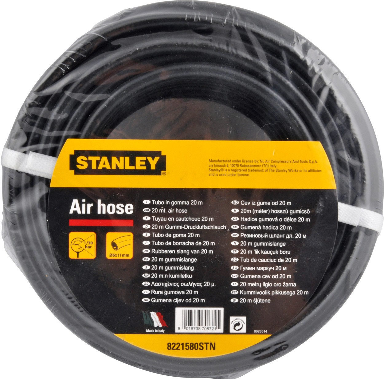 STANLEY HOSE PIPE 6X11 20M W/UNIV.C