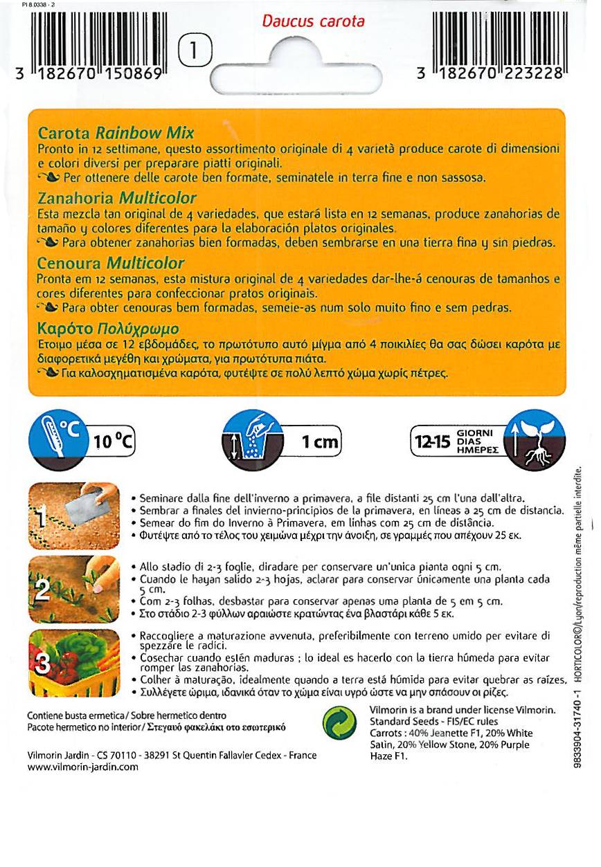 VILMORIN CARROT MIXED COLOURS