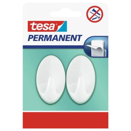 TESA 2PCS HOOK OVAL WHITE S