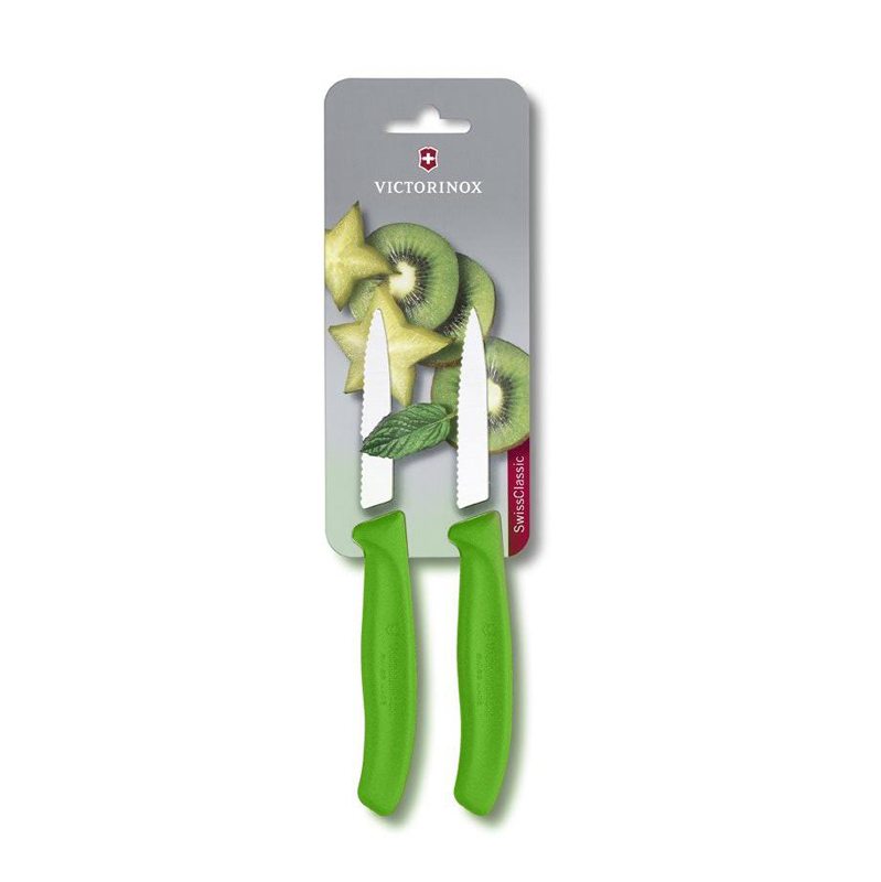 VICTORINOX PARING KNIFE 8CM GREEN 2PCS