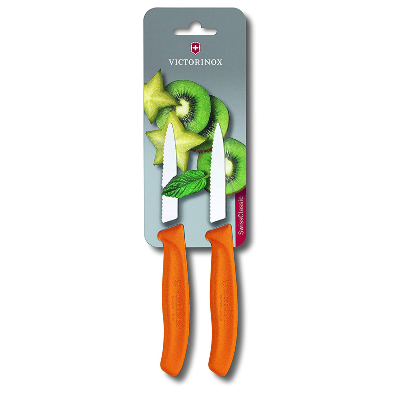 VICTORINOX PARING KNIFE 8CM ORANGE 2PCS