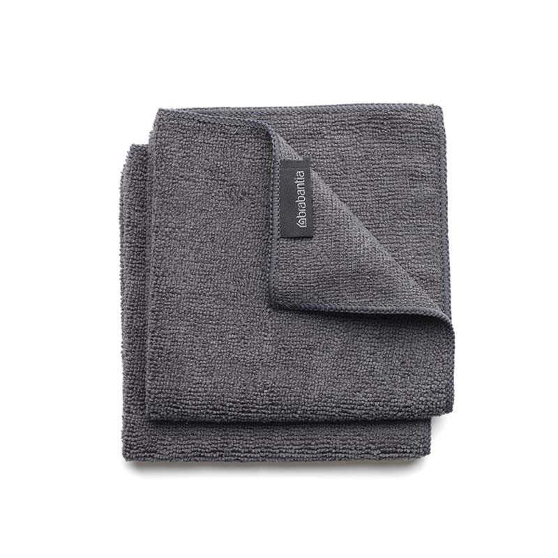 BRABANTIA MICROFIBRE DISH CLOTHS, 30 X 30 CM, SET OF 2 - DARK GREY