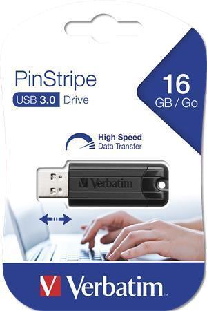 VERBATIM 16GB PINSTRIPE FLASH DRIVE BLACK