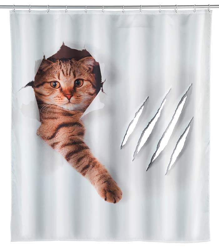 WENKO SHOWER CURTAIN 180X200 CUTE CAT PO