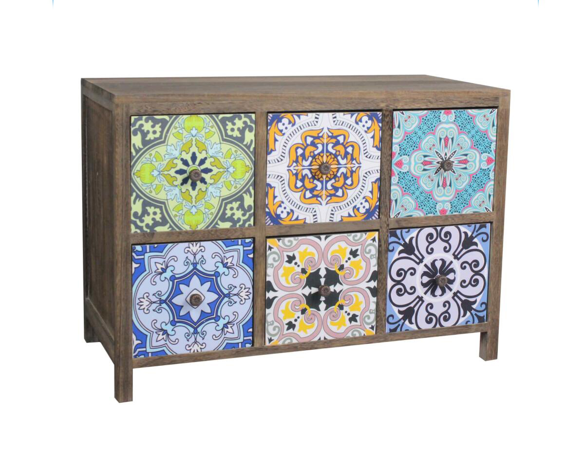 WOODEN CABINET 6 DRAWERS 67X32X48CM