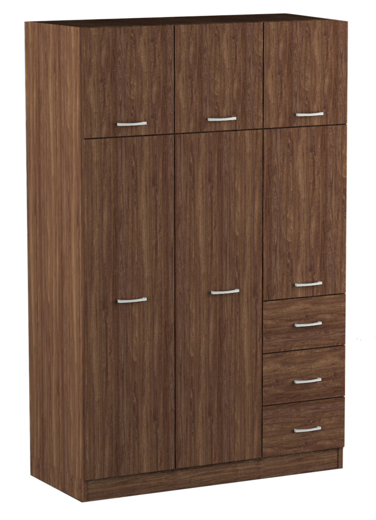 EKOWOOD PR1004 ΝΤΟΥΛΑΠΑ ΜΕ 6 ΠΟΡΤΕΣ  ΚΑΙ 3 ΣΥΡΤΑΡΙΑ 198X134X56CM ΣΚΟΥΡΟ ΚΑΦΕ