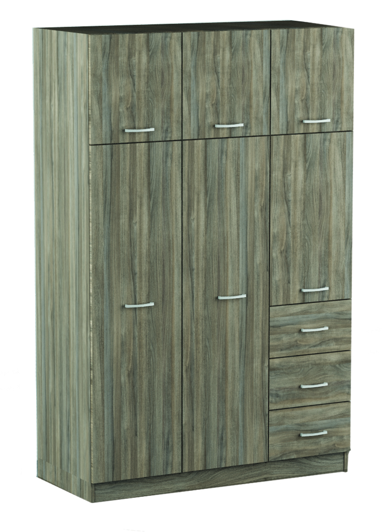 EKOWOOD PR1004 WARDROBE 6 DOORS & 3 DRAWERS 198X134X56CM SMOKED